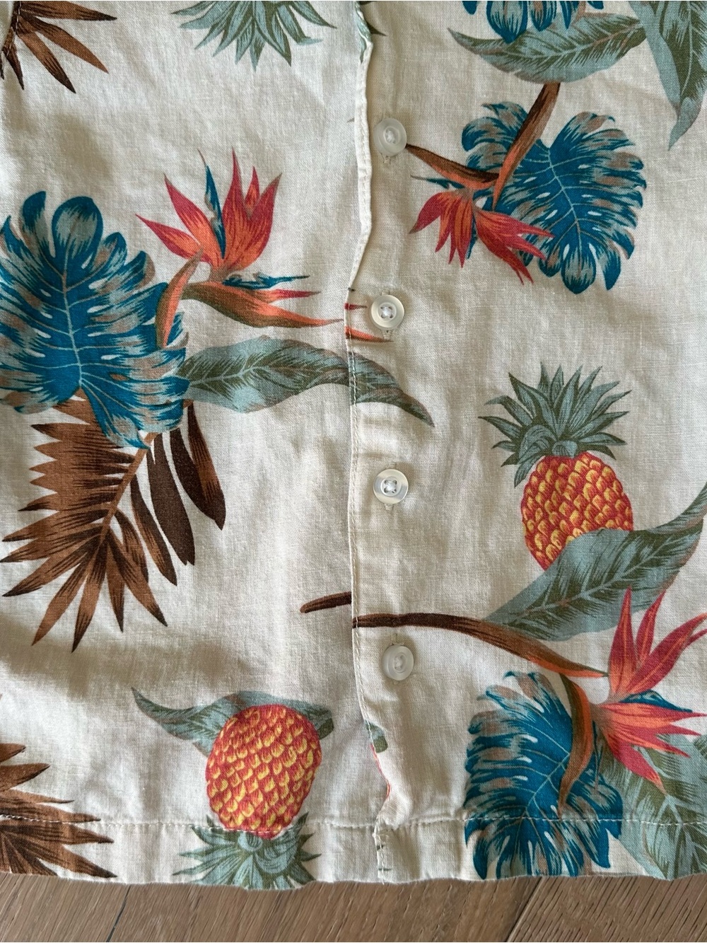 Wonder Nation Cream Tropical Pineapple Button-Front Shirt 4 - Picture 4 of 5